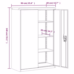 vidaXL Office Cabinet Steel Filing Storage File Cabinet Cupboard Under Desk - black, 90 x 40 x 140 cm - Additional view 9