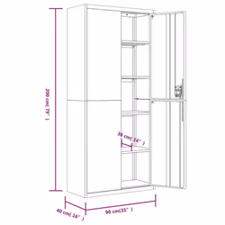 vidaXL Office Cabinet Steel Filing Storage File Cabinet Cupboard Under Desk - black, 90 x 40 x 200 cm - Additional view 5