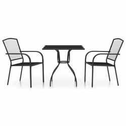 vidaXL Garden Dining Set Outdoor Table and Chair Armchairs Anthracite Steel - 80 cm table length/ 3 piece