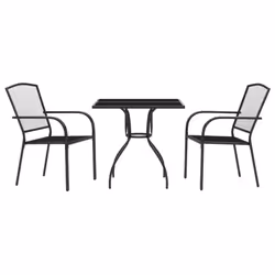 vidaXL Garden Dining Set Outdoor Table and Chair Armchairs Anthracite Steel - 80 cm table length/ 3 piece