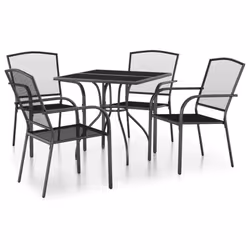 vidaXL Garden Dining Set Outdoor Table and Chair Armchairs Anthracite Steel - 80 cm table length/ 5 piece