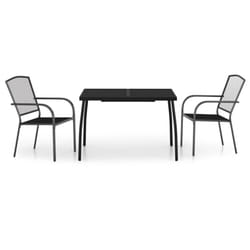 vidaXL Garden Dining Set Outdoor Table and Chair Armchairs Anthracite Steel - 110 cm table length/ 3 piece