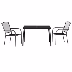 vidaXL Garden Dining Set Outdoor Table and Chair Armchairs Anthracite Steel - 110 cm table length/ 3 piece
