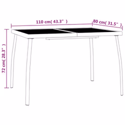 vidaXL Garden Dining Set Outdoor Table and Chair Armchairs Anthracite Steel - 110 cm table length/ 3 piece - Additional view 9