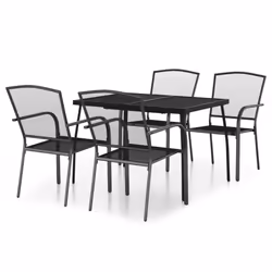 vidaXL Garden Dining Set Outdoor Table and Chair Armchairs Anthracite Steel - 110 cm table length/ 5 piece