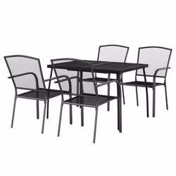 vidaXL Garden Dining Set Outdoor Table and Chair Armchairs Anthracite Steel - 110 cm table length/ 5 piece