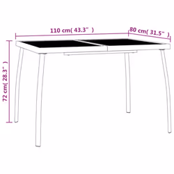 vidaXL Garden Dining Set Outdoor Table and Chair Armchairs Anthracite Steel - 110 cm table length/ 5 piece - Additional view 9