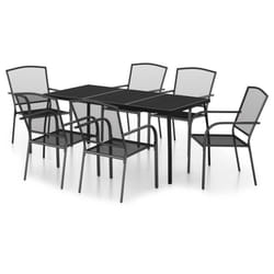 vidaXL Garden Dining Set Outdoor Table and Chair Armchairs Anthracite Steel - 165 cm table length/ 7 piece