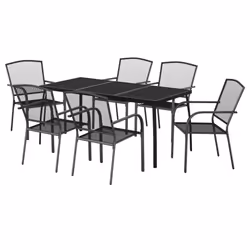 vidaXL Garden Dining Set Outdoor Table and Chair Armchairs Anthracite Steel - 165 cm table length/ 7 piece