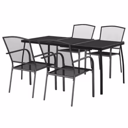 vidaXL Garden Dining Set Outdoor Table and Chair Armchairs Anthracite Steel - 165 cm table length/ 5 piece