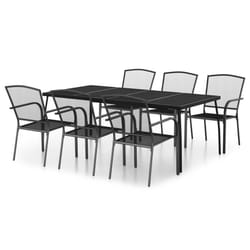 vidaXL Garden Dining Set Outdoor Table and Chair Armchairs Anthracite Steel - 200 cm table length/ 7 piece