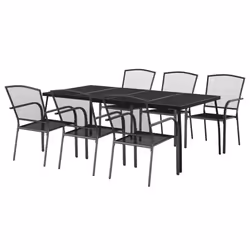 vidaXL Garden Dining Set Outdoor Table and Chair Armchairs Anthracite Steel - 200 cm table length/ 7 piece