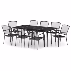 vidaXL Garden Dining Set Outdoor Table and Chair Armchairs Anthracite Steel - 200 cm table length/ 9 piece