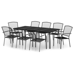 vidaXL Garden Dining Set Outdoor Table and Chair Armchairs Anthracite Steel - 200 cm table length/ 9 piece