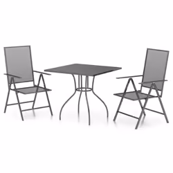 vidaXL Garden Dining Set Outdoor Dining Table and Chairs Anthracite Steel - 80 cm table length/ 3 piece