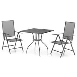 vidaXL Garden Dining Set Outdoor Dining Table and Chairs Anthracite Steel - 80 cm table length/ 3 piece