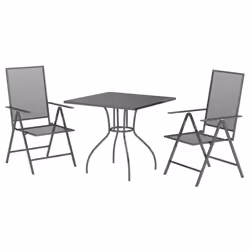 vidaXL Garden Dining Set Outdoor Dining Table and Chairs Anthracite Steel - 80 cm table length/ 3 piece