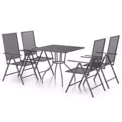 vidaXL Garden Dining Set Outdoor Dining Table and Chairs Anthracite Steel - 80 cm table length/ 5 piece