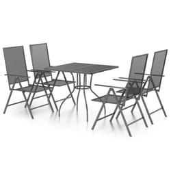 vidaXL Garden Dining Set Outdoor Dining Table and Chairs Anthracite Steel - 80 cm table length/ 5 piece