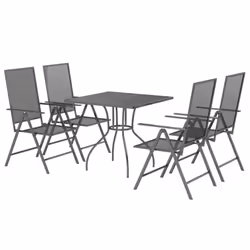 vidaXL Garden Dining Set Outdoor Dining Table and Chairs Anthracite Steel - 80 cm table length/ 5 piece
