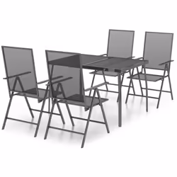 vidaXL Garden Dining Set Outdoor Dining Table and Chairs Anthracite Steel - 110 cm table length/ 5 piece