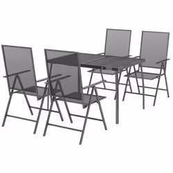 vidaXL Garden Dining Set Outdoor Dining Table and Chairs Anthracite Steel - 110 cm table length/ 5 piece
