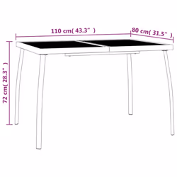 vidaXL Garden Dining Set Outdoor Dining Table and Chairs Anthracite Steel - 110 cm table length/ 5 piece