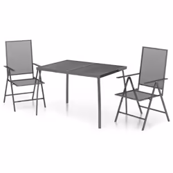 vidaXL Garden Dining Set Outdoor Dining Table and Chairs Anthracite Steel - 110 cm table length/ 3 piece