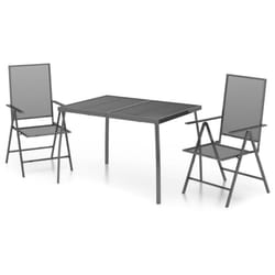 vidaXL Garden Dining Set Outdoor Dining Table and Chairs Anthracite Steel - 110 cm table length/ 3 piece