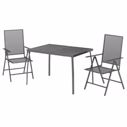 vidaXL Garden Dining Set Outdoor Dining Table and Chairs Anthracite Steel - 110 cm table length/ 3 piece