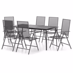 vidaXL Garden Dining Set Outdoor Dining Table and Chairs Anthracite Steel - 165 cm table length/ 7 piece