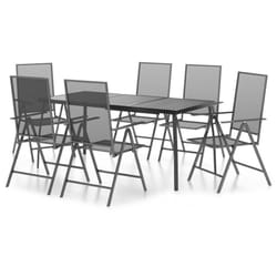 vidaXL Garden Dining Set Outdoor Dining Table and Chairs Anthracite Steel - 165 cm table length/ 7 piece