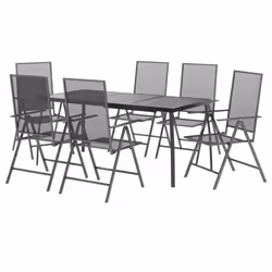 vidaXL Garden Dining Set Outdoor Dining Table and Chairs Anthracite Steel - 165 cm table length/ 7 piece