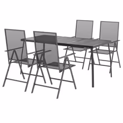 vidaXL Garden Dining Set Outdoor Dining Table and Chairs Anthracite Steel - 165 cm table length/ 5 piece