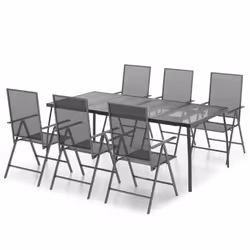 vidaXL Garden Dining Set Outdoor Dining Table and Chairs Anthracite Steel - 200 cm table length/ 7 piece