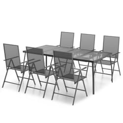 vidaXL Garden Dining Set Outdoor Dining Table and Chairs Anthracite Steel - 200 cm table length/ 7 piece
