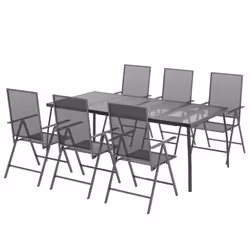 vidaXL Garden Dining Set Outdoor Dining Table and Chairs Anthracite Steel - 200 cm table length/ 7 piece