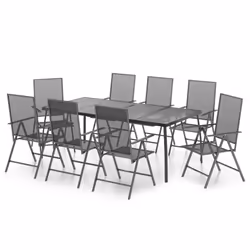 vidaXL Garden Dining Set Outdoor Dining Table and Chairs Anthracite Steel - 200 cm table length/ 9 piece