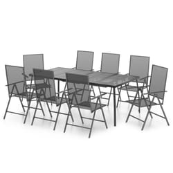 vidaXL Garden Dining Set Outdoor Dining Table and Chairs Anthracite Steel - 200 cm table length/ 9 piece
