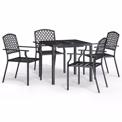 vidaXL Garden Dining Set Outdoor Dining Table and Chairs Solid Wood Acacia - 80 cm table length/ 5 piece