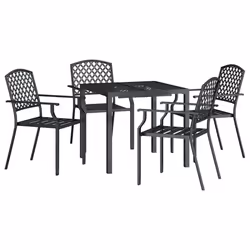 vidaXL Garden Dining Set Outdoor Dining Table and Chairs Solid Wood Acacia - 80 cm table length/ 5 piece