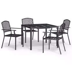 vidaXL Garden Dining Set Outdoor Dining Table and Chairs Solid Wood Acacia - 100 cm table length/ 5 piece