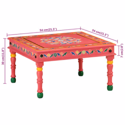 vidaXL Coffee Table Hand Painted Plant Stand Accent Table Solid Mango Wood - pink - Additional view 3