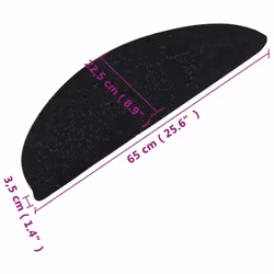 vidaXL Self-adhesive Stair Mats Carpet Stair Treads Stair Step Protector Rug - black, 65 x 22.5 cm - Additional view 7