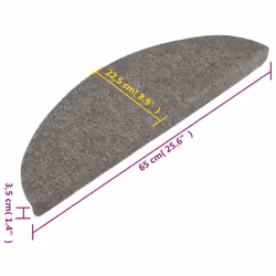 vidaXL Self-adhesive Stair Mats Carpet Stair Treads Stair Step Protector Rug - grey, 65 x 22.5 cm - Additional view 8