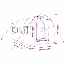 vidaXL Greenhouse Plant House with Steel Frame Polytunnel Greenhouse Green - Additional view 2