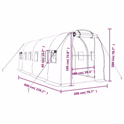 vidaXL Greenhouse Walk in Greenhouse with Steel Frame Patio Outdoor Grow House - green, 6 x 2 x 2 m - Additional view 3