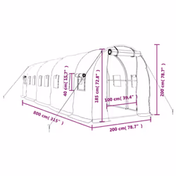 vidaXL Greenhouse Walk in Greenhouse with Steel Frame Patio Outdoor Grow House - 8 x 2 x 2 m - Additional view 3