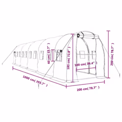 vidaXL Greenhouse Walk in Greenhouse with Steel Frame Patio Outdoor Grow House - green, 10 x 2 x 2 m - Additional view 3