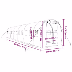 vidaXL Greenhouse Walk in Greenhouse with Steel Frame Patio Outdoor Grow House - green, 12 x 2 x 2 m - Additional view 3